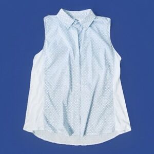 Kim Rogers Blue Sz L Sleeveless Blouse Womens beach coastal